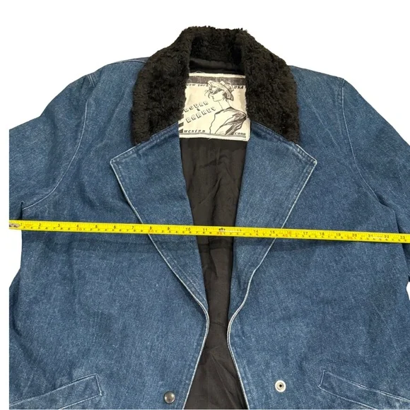 Oscar de la Renta Vintage Denim Jacket w Shearling Collar - Picture 6 of 8